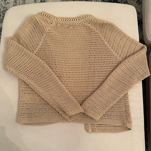 Vince Crochet Cardigan Button Front in Straw - Picture 7 of 7